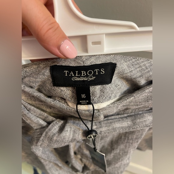 Talbots Shorts Womens 16 Gray Linen/Cotton With Belt NWT - Picture 4 of 5